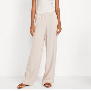 Old Navy High-Waisted Linen-Blend Wide-Leg Pants Women's Small